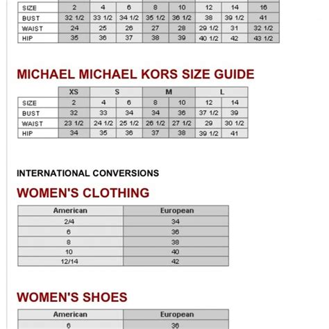 rozmiar 7m michael kors jaki to rozmiar|Michael Kors size chart.